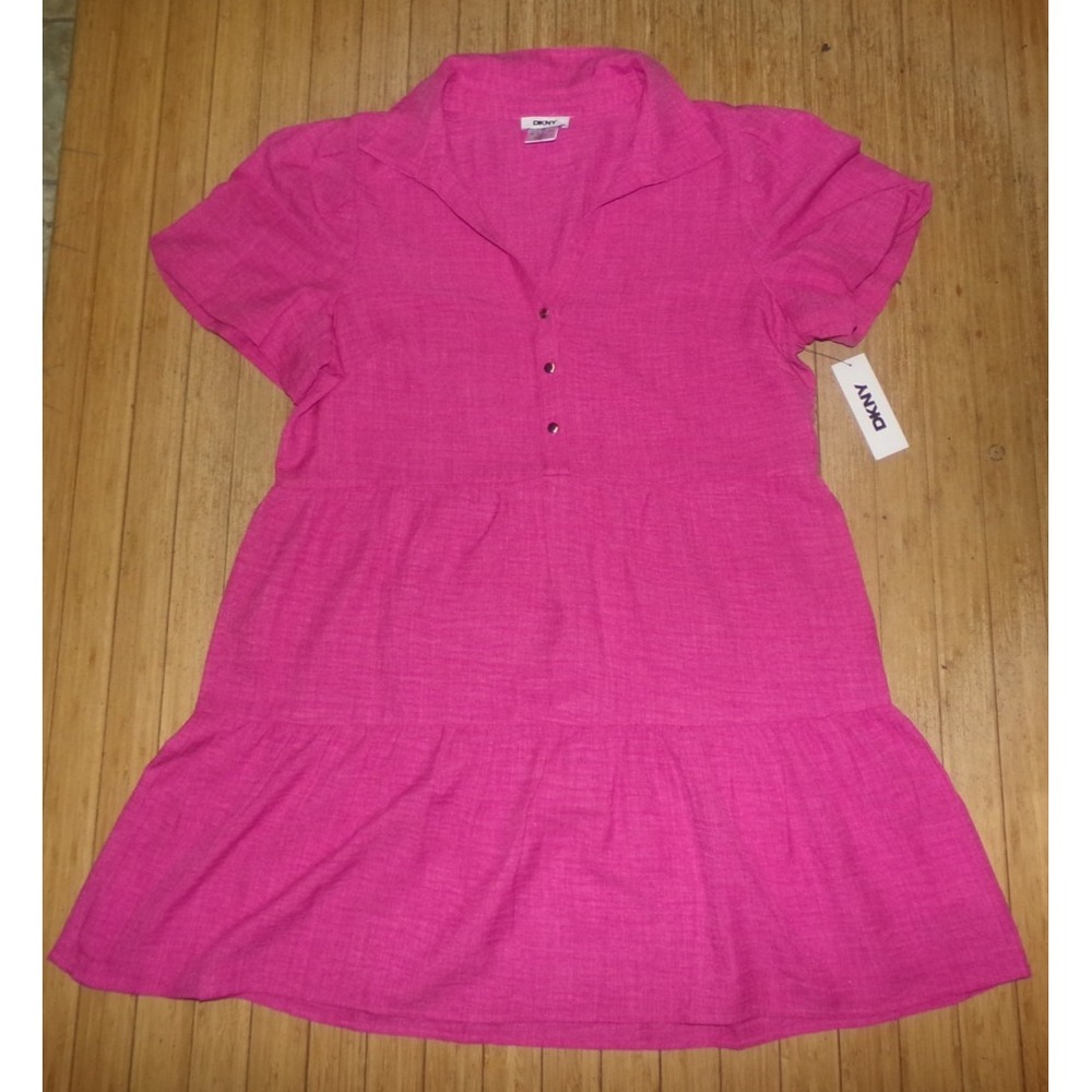 DKNY Women's SZ‎ 12 Pullover Pink Flutter-Dress~NWT